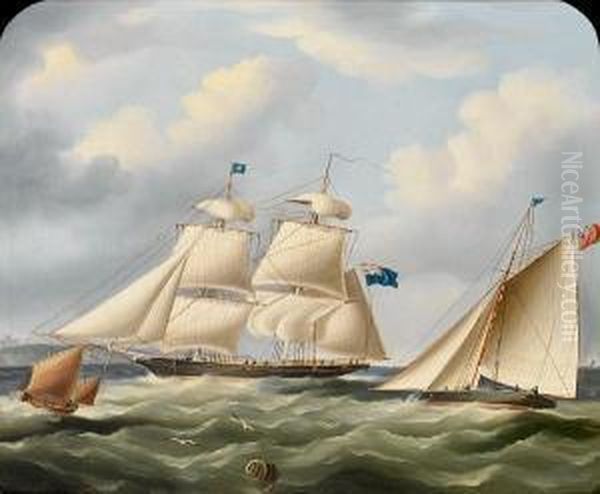 A Royal Navy Brig And Other Shipping Off Dover Oil Painting by Richard Barnett Spencer