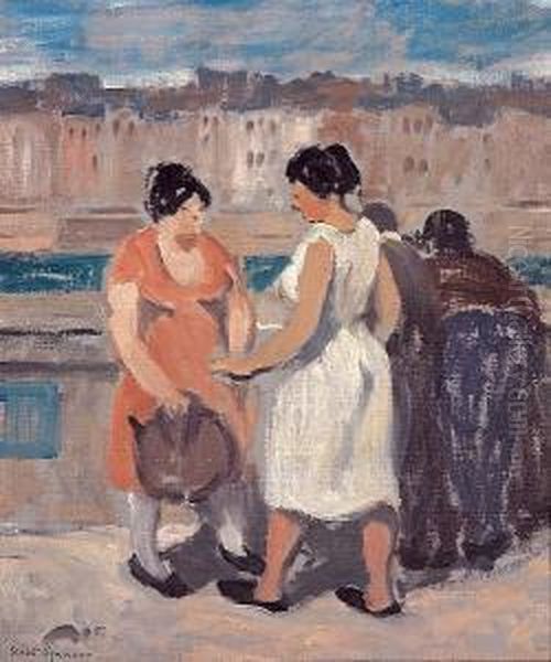 By The Seine Oil Painting by Robert Spencer