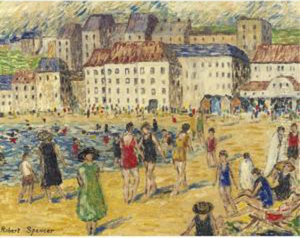 At The Beach Oil Painting by Robert Spencer