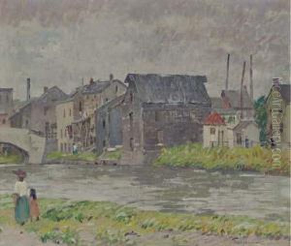 Along The Riverbank Oil Painting by Robert Spencer