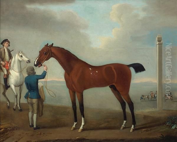 The Racehorse 'flying Childers' With Groom And Rider, A View Of Newmarket Beyond Oil Painting by James Seymour And Thomas Spencer