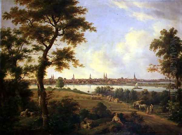 View of Lubeck 1869 Oil Painting by Andreas Achenbach