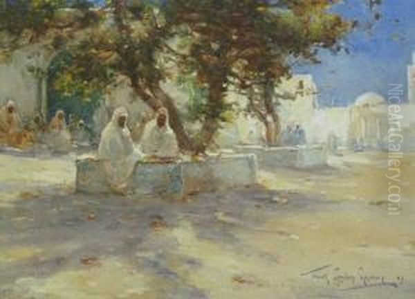 Arab Street Scene Oil Painting by Frank Spenlove Spenlove