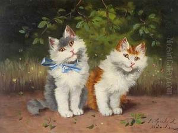 Zwei Neugierige Katzen Oil Painting by Sophie Sperlich