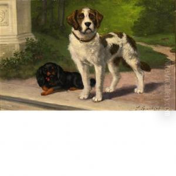 Two Curious Pups Oil Painting by Sophie Sperlich