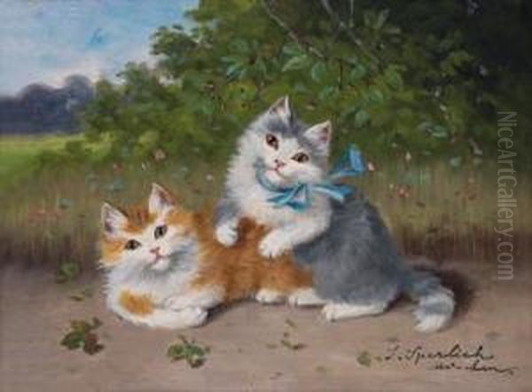 Zwei Spielende Katzen Oil Painting by Sophie Sperlich