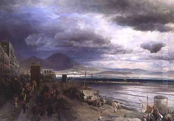 The Coast of Naples Oil Painting by Andreas Achenbach