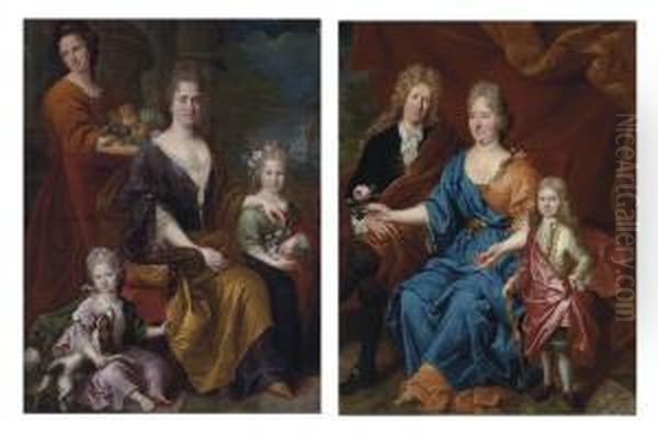 Group Portrait Of A Lady Oil Painting by Peter Sperwer