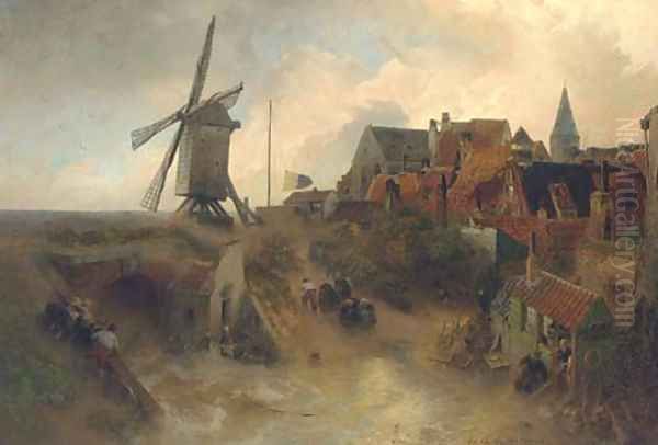 A windmill in a storm Oil Painting by Andreas Achenbach