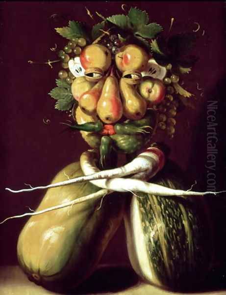 Whimsical Portrait Oil Painting by Giuseppe Arcimboldo