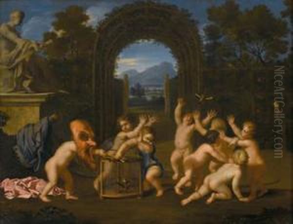 Mischievous Putti Oil Painting by Carel Philip Spierincks