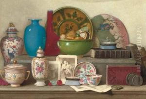 Still-life Of China And Objects Of Vertu Oil Painting by Benjamin Walter Spiers