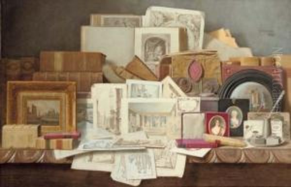 Art And Letters: Still-life Of Books, Paintings, Prints And Other Objects Oil Painting by Benjamin Walter Spiers