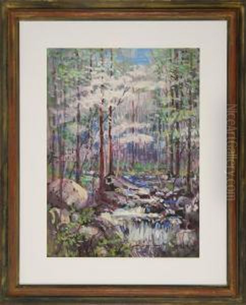 Forest Landscape In Purples And Greens Oil Painting by Harry Spiers