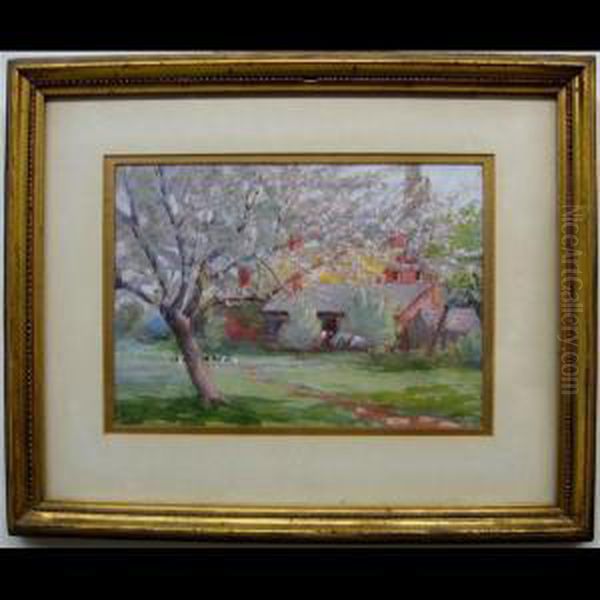 The House Beyond The Apple Blossoms Oil Painting by Harry Spiers