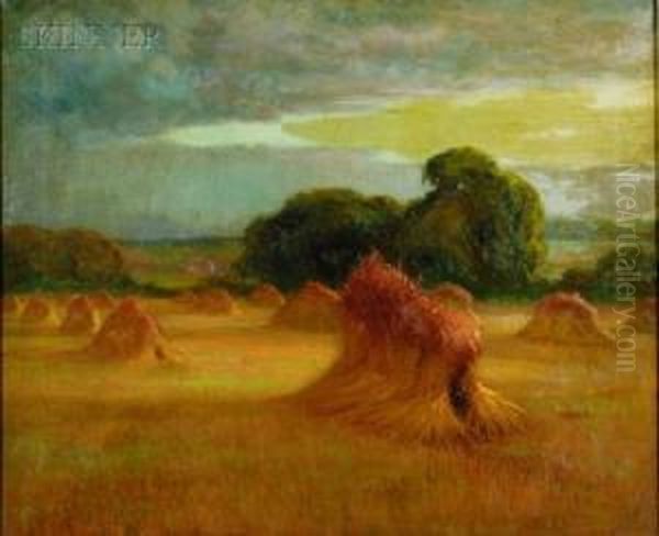 Haystacks Oil Painting by Harry Spiers