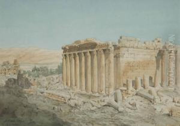 The Temple Of Jupiter, Baalbek Oil Painting by Richard Phene Spiers