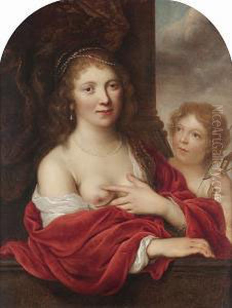 Portrait Of A Woman As Venus, With Cupid Oil Painting by Johann Spillenberger