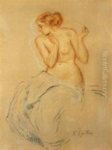 A Nude Girl Oil Painting by Karel Spillar