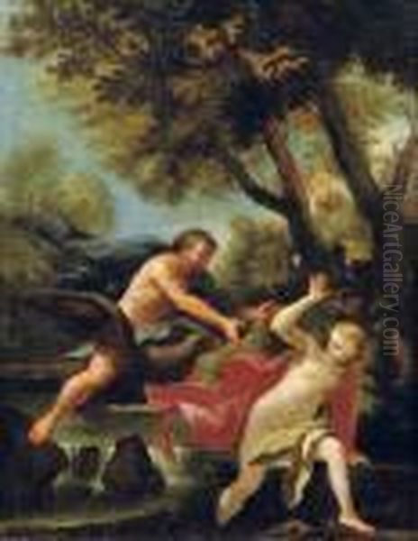 Jupiter And Antiope Oil Painting by Johann Spillenberger