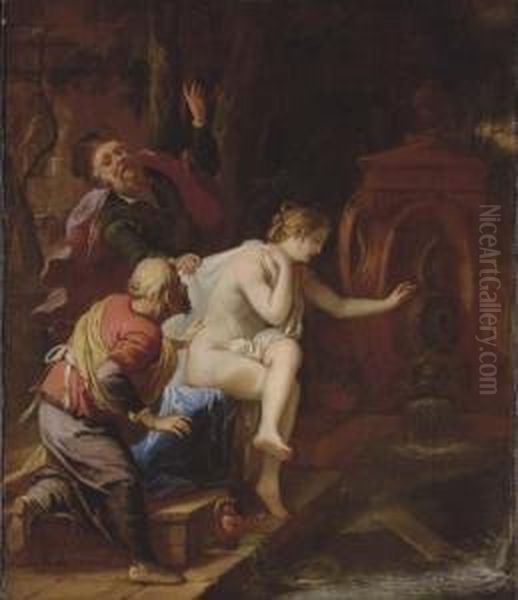 Susannah And The Elders Oil Painting by Johann Spillenberger