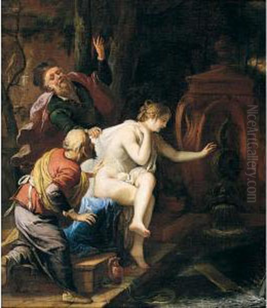 Susannah And The Elders Oil Painting by Johann Spillenberger