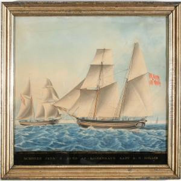 The Schooner Jens H. Lund Of Copenhagen Oil Painting by Jacob Spin