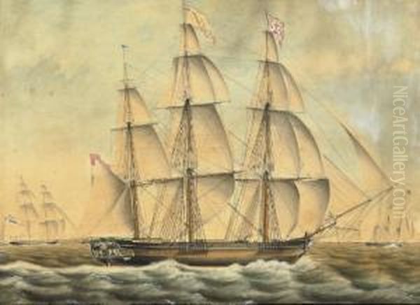 The Sailing Frigate 'johanna' In Calm Water Oil Painting by Jacob Spin