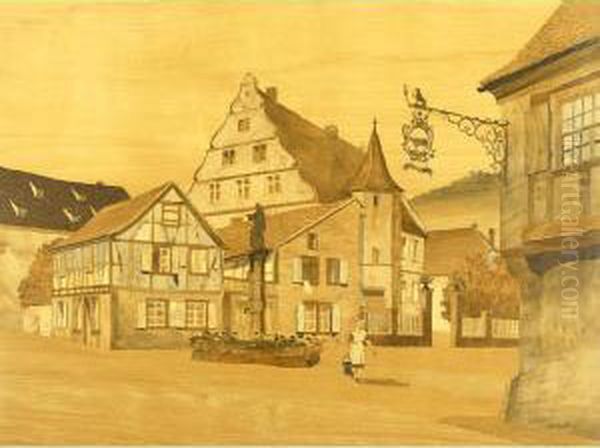 Alsacian Village Oil Painting by Charles Spindler