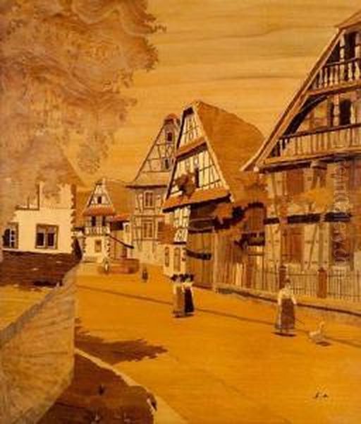 Village Schillerdorf Oil Painting by Charles Spindler