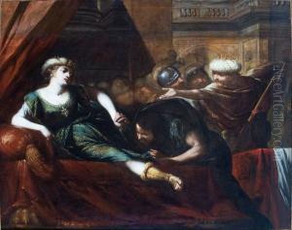 Ammon Chiede Grazia Ad Ester Alla Presenza Di Assuero Oil Painting by Giovan Battista Spinelli