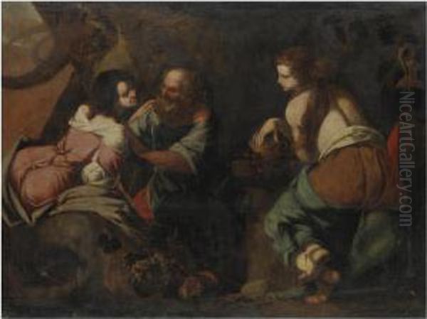 Loth E Le Figlie Oil Painting by Giovan Battista Spinelli