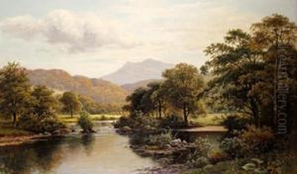 River Scene In North Wales Oil Painting by Thomas Spinks