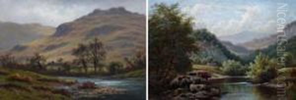 Welsh River Scenes Oil Painting by Thomas Spinks