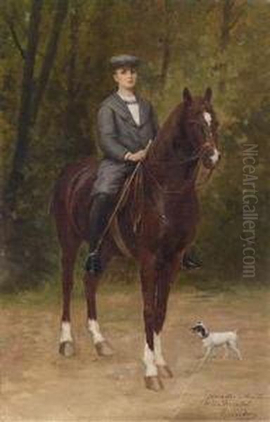 Oskar Von Fraenkel On Horseback Oil Painting by Ignace Spiridon