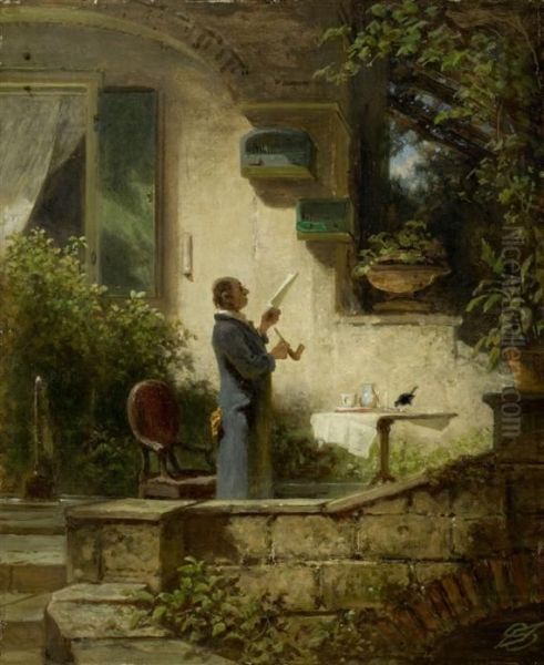 The Reading Oil Painting by Carl Spitzweg