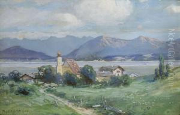 See In Voralpenlandschaft Oil Painting by Fritz Splitgerber