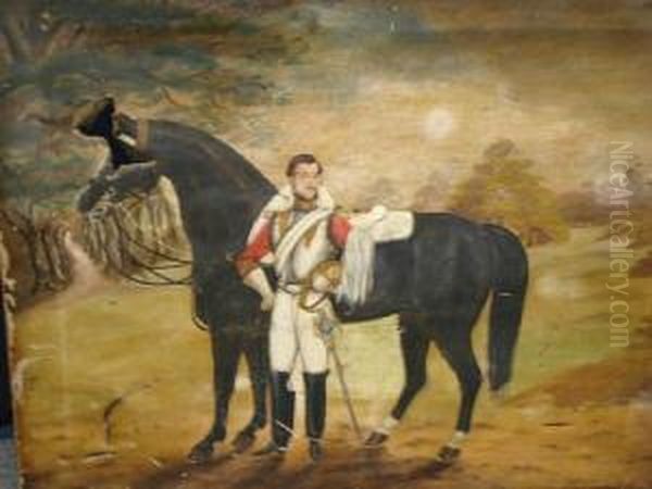 Army Officer And His Mount At Windsor Oil Painting by Samuel Spode