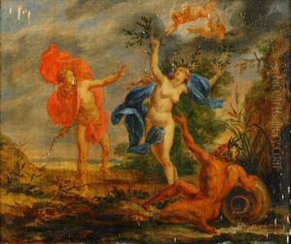 Midas Dom - Apollon Och Daphne - 2 St Oil Painting by Jean-Jacques Spoede