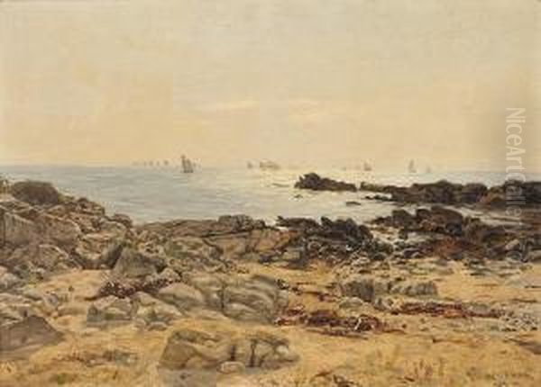 Felsige Kuste Mit Blickauf Das Offene Meer Oil Painting by Eduard Spoerer