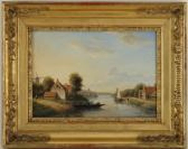 Paysage Avec Barque Oil Painting by Jan Jacob Coenraad Spohler