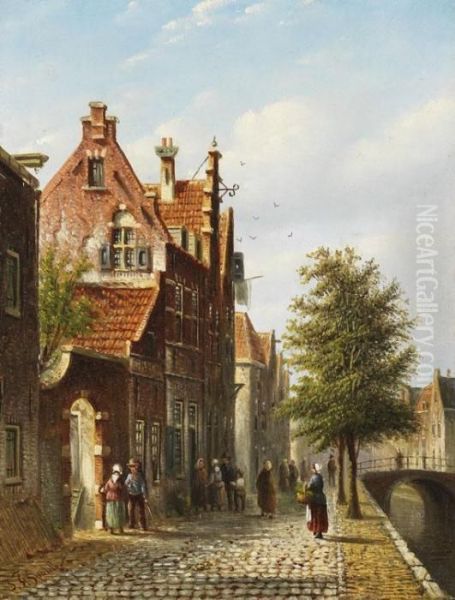 Sommertag An Der Gracht Oil Painting by Johannes Franciscus Spohler