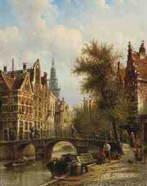 Groeneburgwal, Amsterdam Oil Painting by Johannes Franciscus Spohler