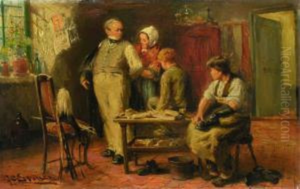 Interieur Mit Familie Oil Painting by J.C. Spoller