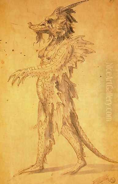 Design of a dress for Cancerbero Oil Painting by Giuseppe Arcimboldo