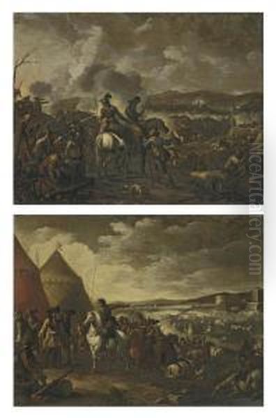 A Battle Scene With Cavalry And Cannon Oil Painting by Ilario Mercanti Spolverini