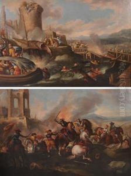 Scena Di Battaglia Oil Painting by Ilario Mercanti Spolverini