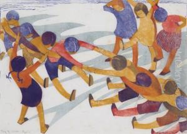 Tug Of War Oil Painting by Ethel L. Spowers