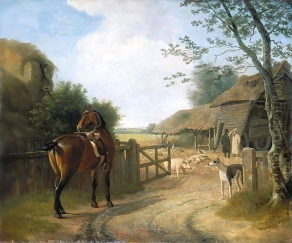 Daniel Beale At His Farm At Edmonton With His Favourite Horse Oil Painting by Jacques Laurent Agasse