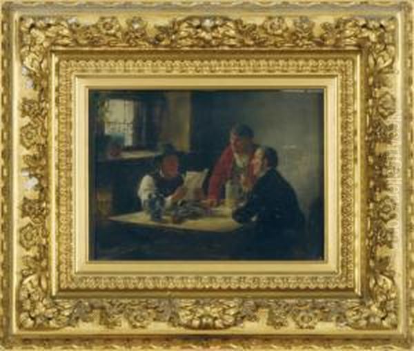 Conversation At The Tavern Oil Painting by Alfons Spring